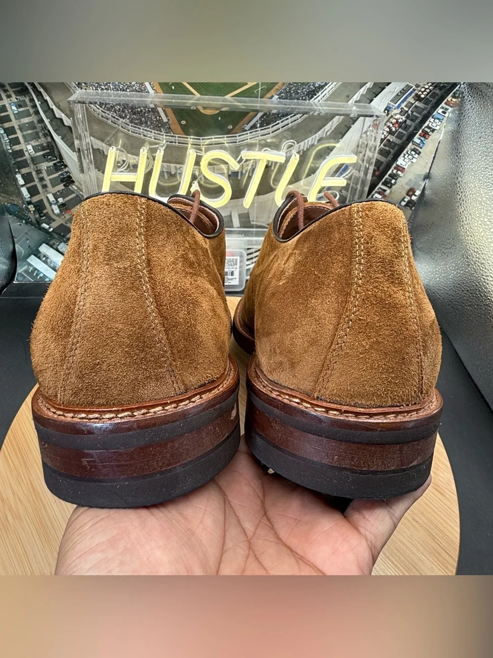 JOHNSTON & MURPHY MEN'S HARTFORD PLAIN TOE OXFORD SNUFF SUEDE SZ 12